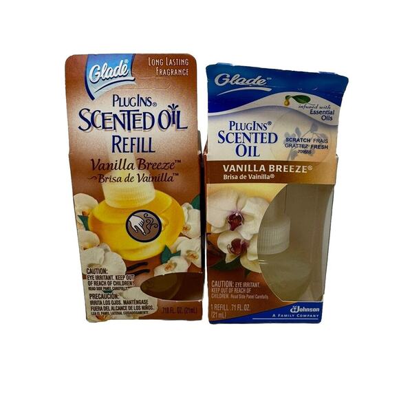 (2) Glade PlugIns Plug In Scented Oil Refill Vanilla Breeze Discontinued 2003 - Picture 1 of 5